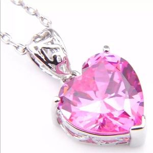 PINK TOPAZ HEART PENDANT NECKLACE
